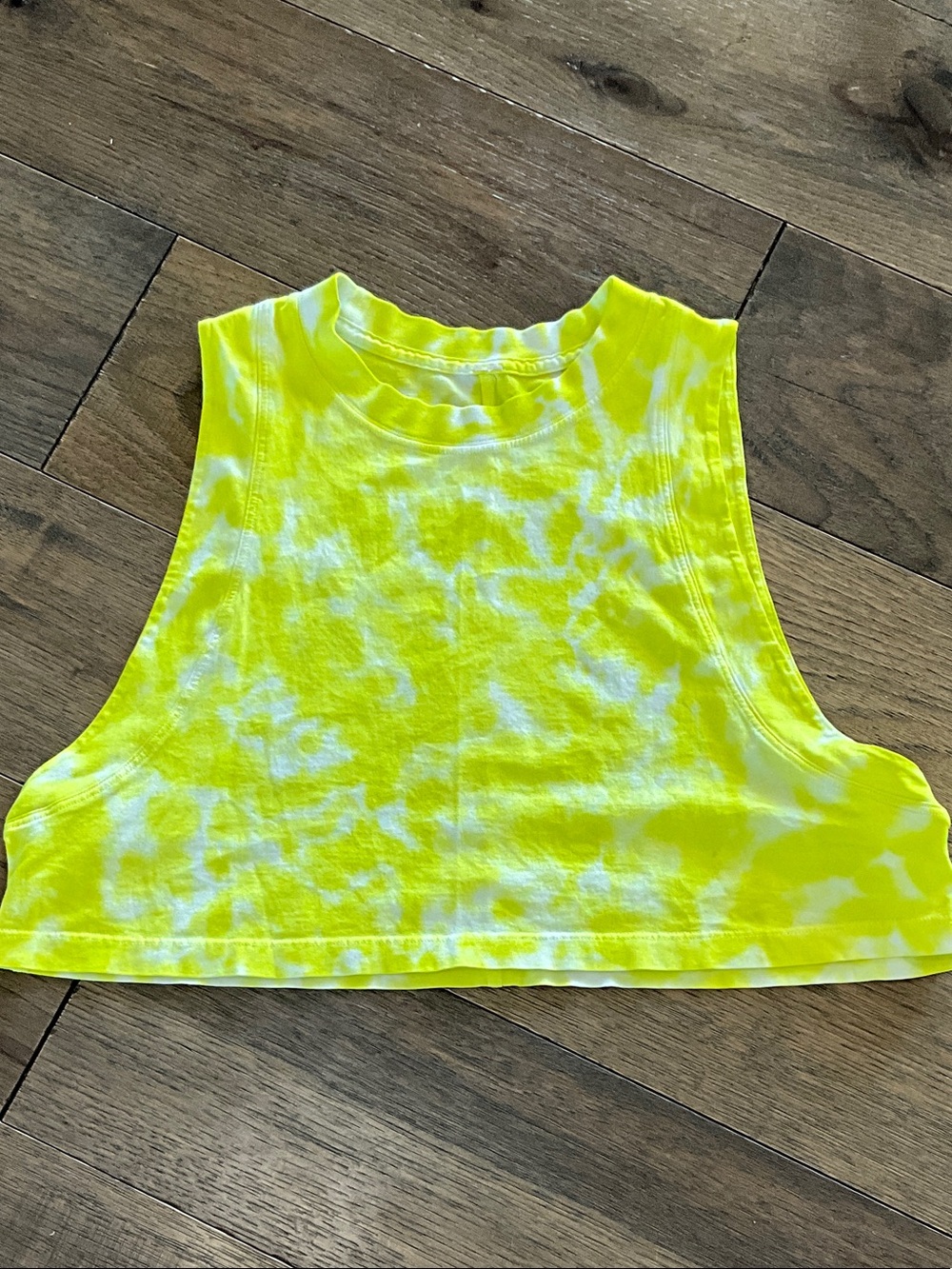 lululemon athletica Neon Yellow Tie-Dye Crop Tank